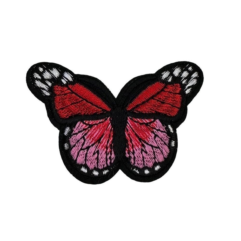 Dark Pink Butterfly Embroidered Patch